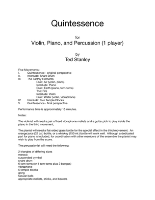 Quintessence - Trio for Violin, Piano, and Percussion