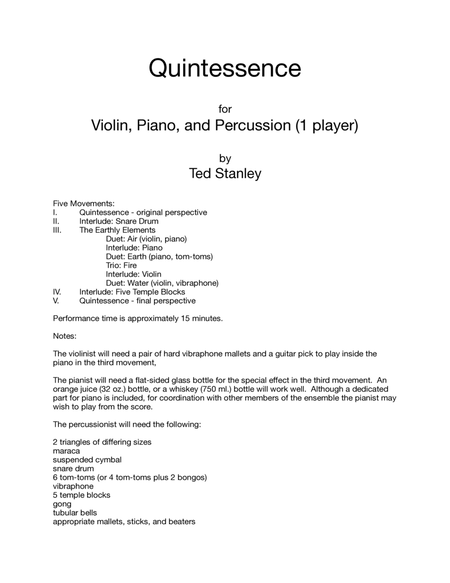 Quintessence - Trio for Violin, Piano, and Percussion image number null