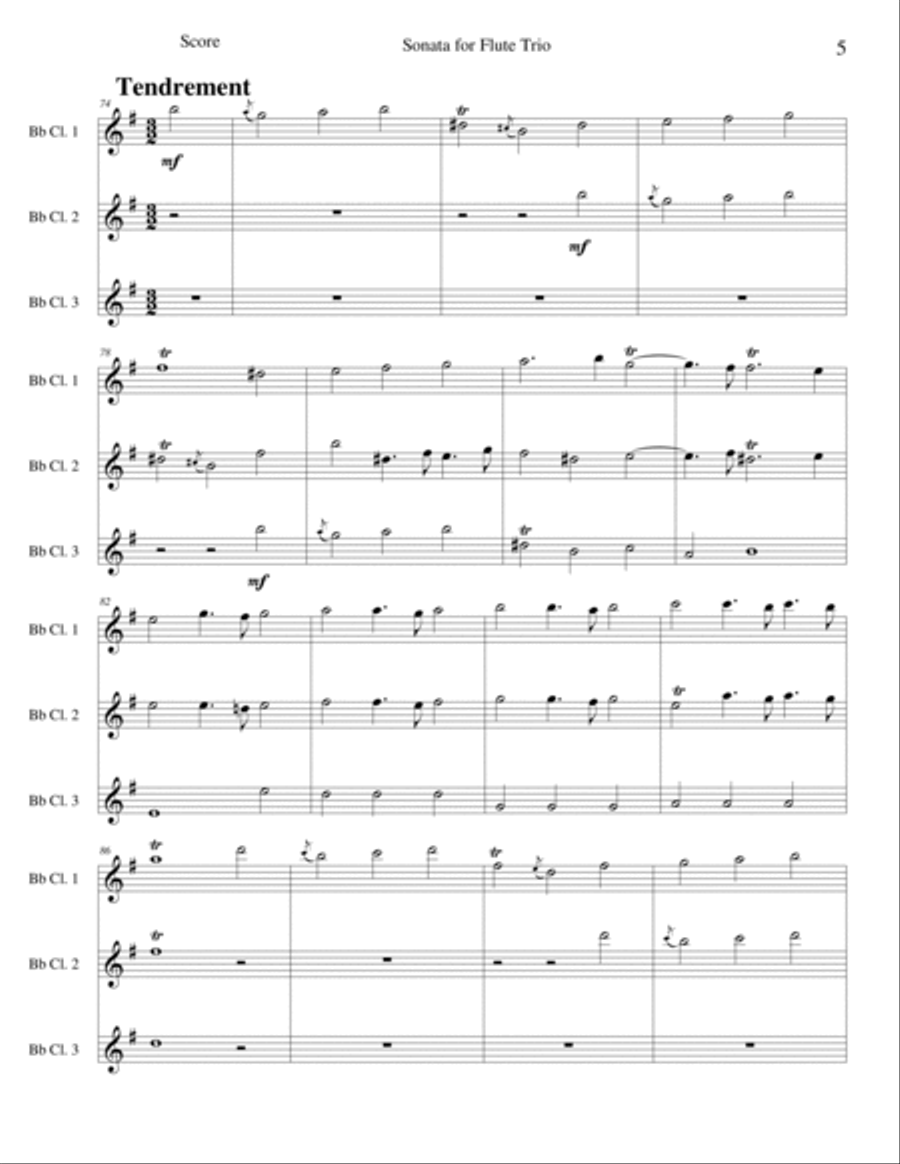 Flute Sonata, Opus 7 No. 6 Clarinet Trio scores gallery preview page 5
