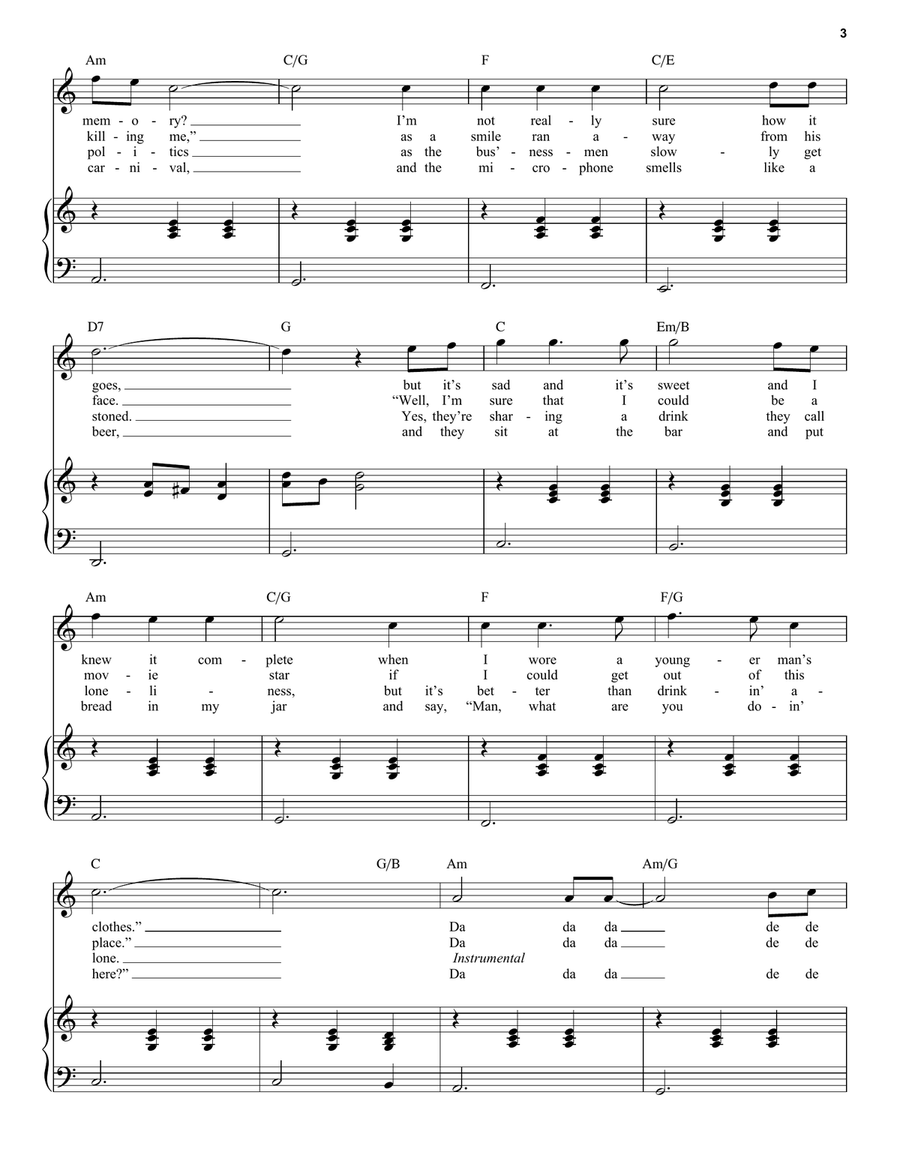 Piano Man Voice scores gallery preview page 3