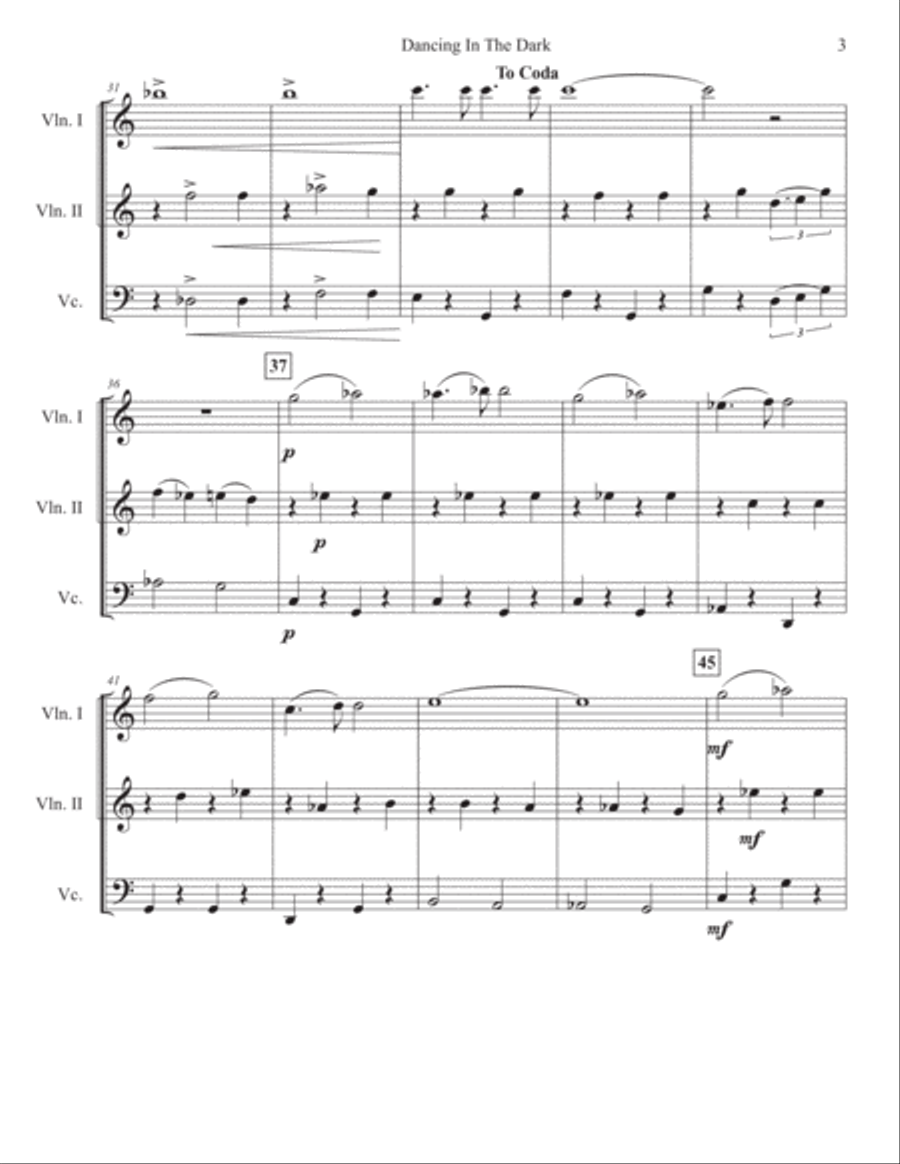 Dancing In The Dark String Trio scores gallery preview page 3
