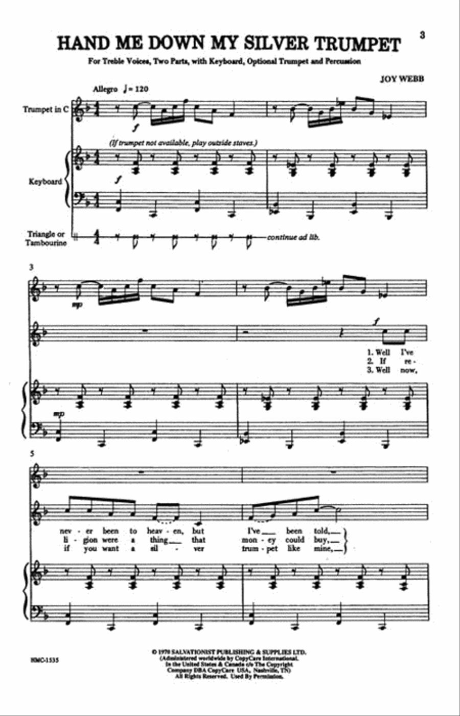 Hand Me Down My Silver Trumpet Choir scores gallery preview page 2