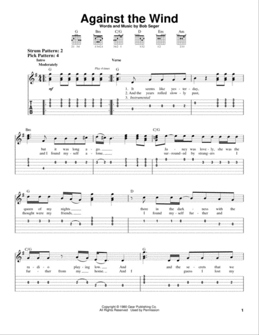 Against The Wind Acoustic Guitar scores gallery preview page 1