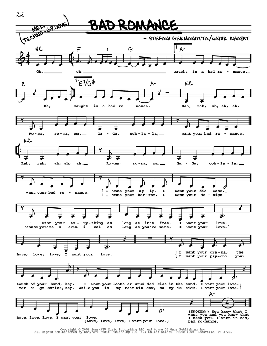 Bad Romance Voice scores gallery preview page 1