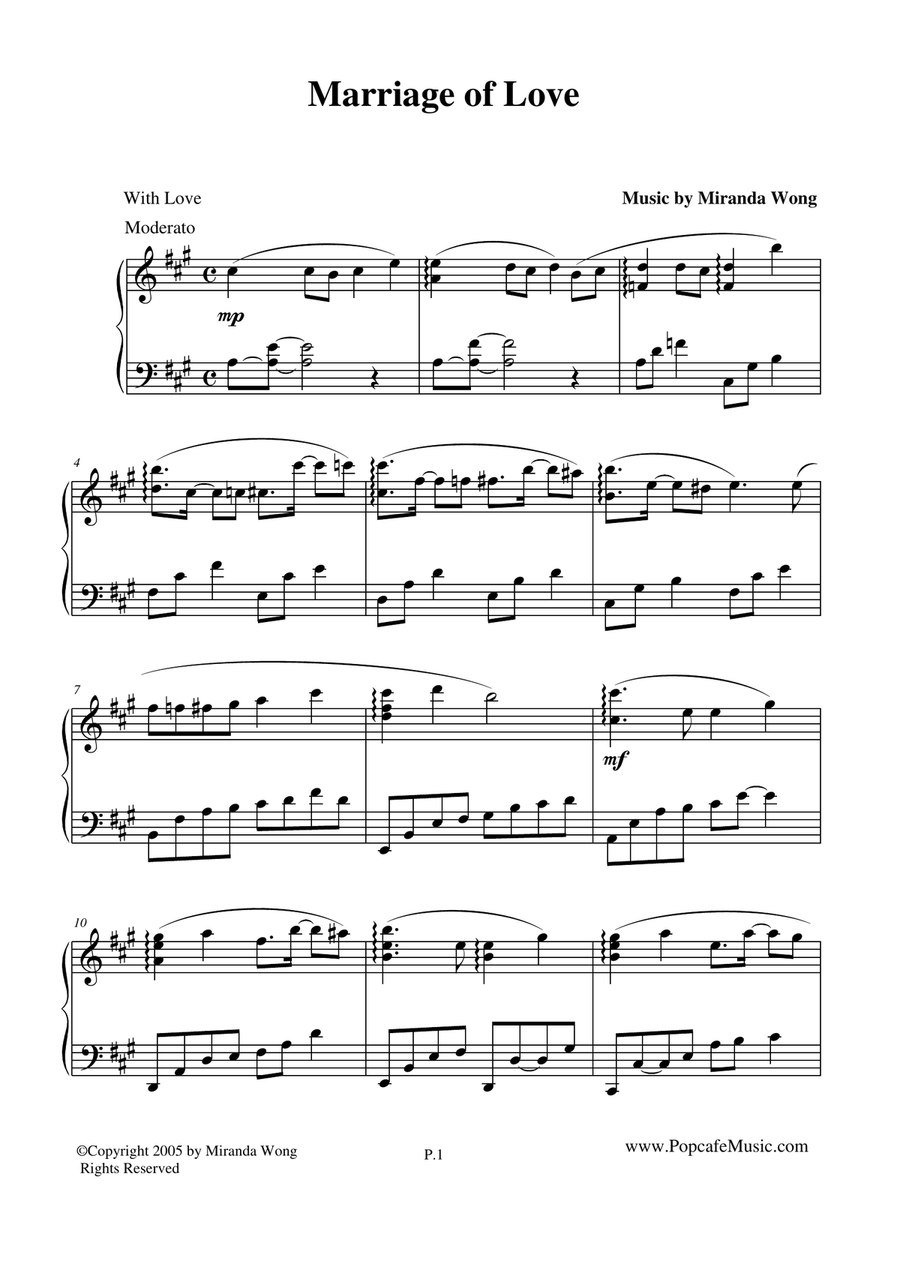 Marriage of Love - Wedding Piano Music by Miranda Wong Piano Solo scores gallery preview page 2