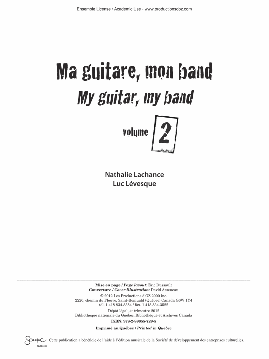 Ma guitare, mon band (cahier du professeur) vol. 2 Classical Guitar scores gallery preview page 1