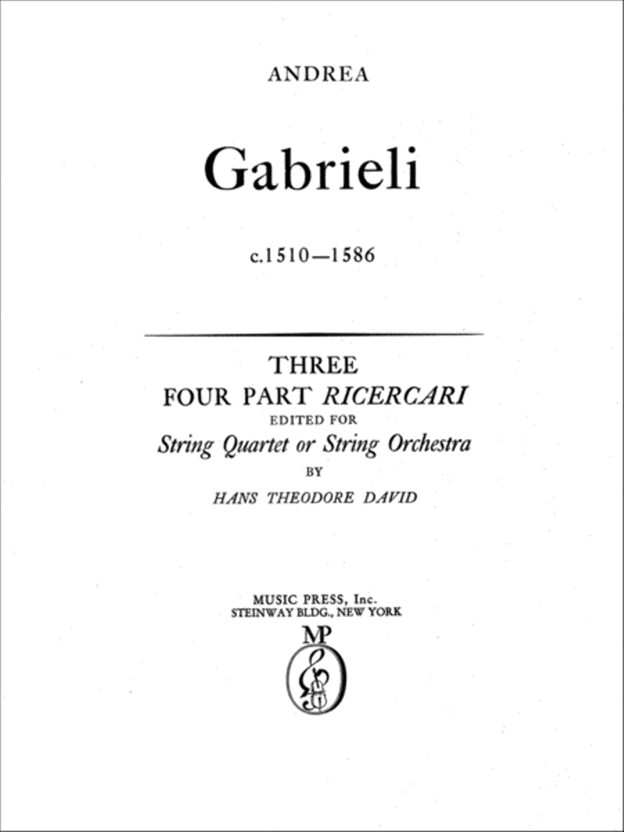 Three Four-part Ricercari 4-Part scores gallery preview page 1