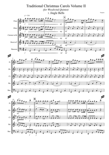 Christmas Carols (Volume II) for Woodwind Quintet