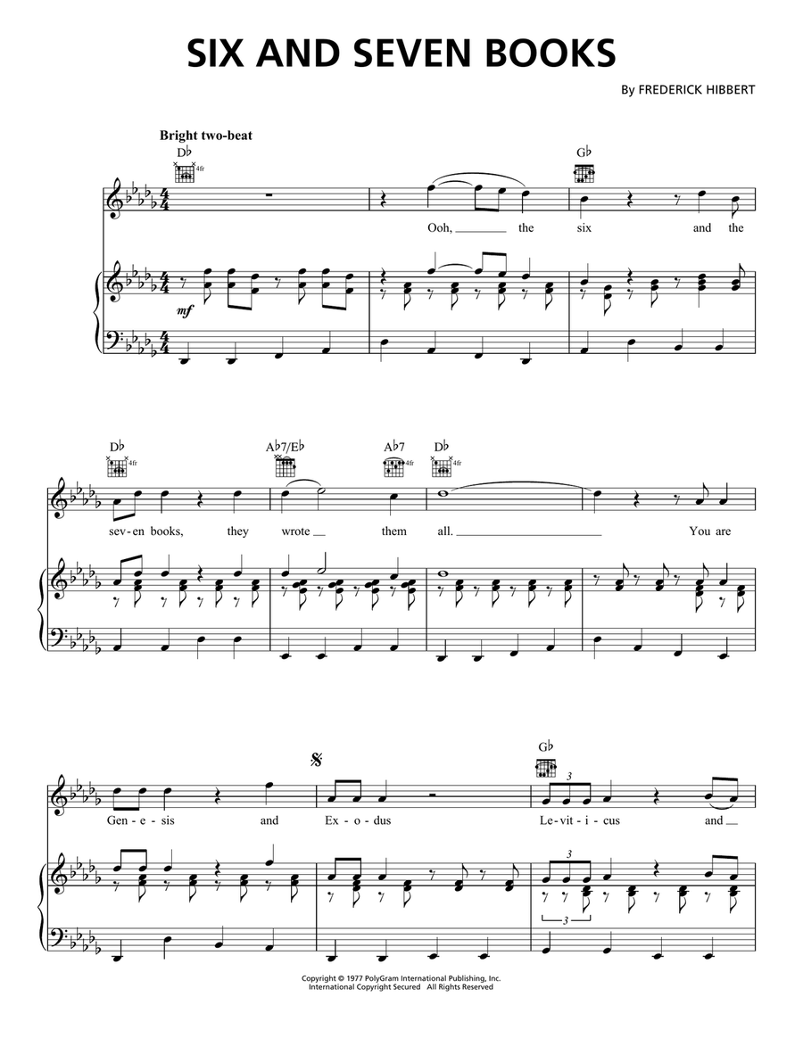 Six And Seven Books Piano, Vocal, Guitar scores gallery preview page 1