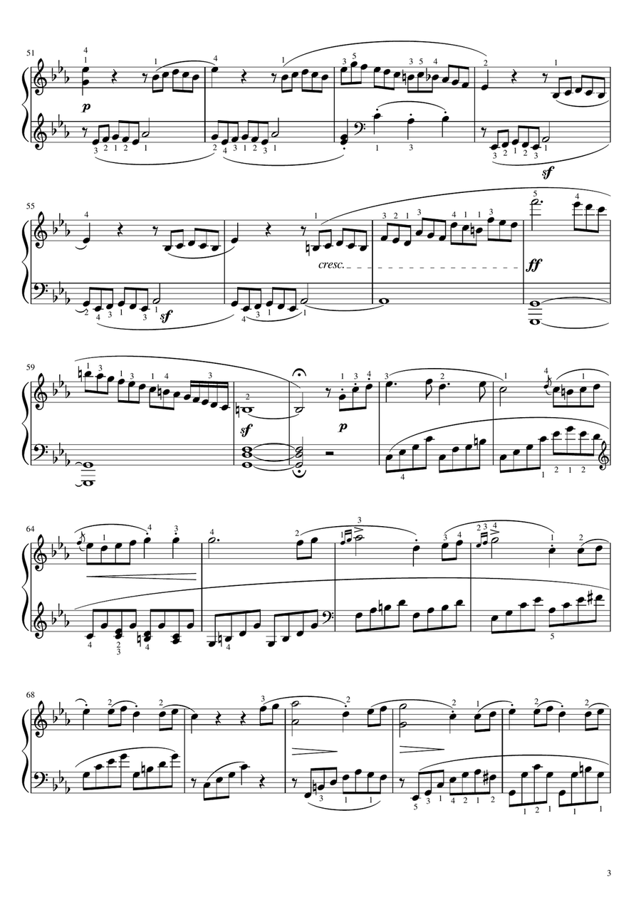 Beethoven - Piano Sonata No. 8, “Pathétique”, 3rd Movement Op.13 - Original With Fingered Piano Solo scores gallery preview page 3