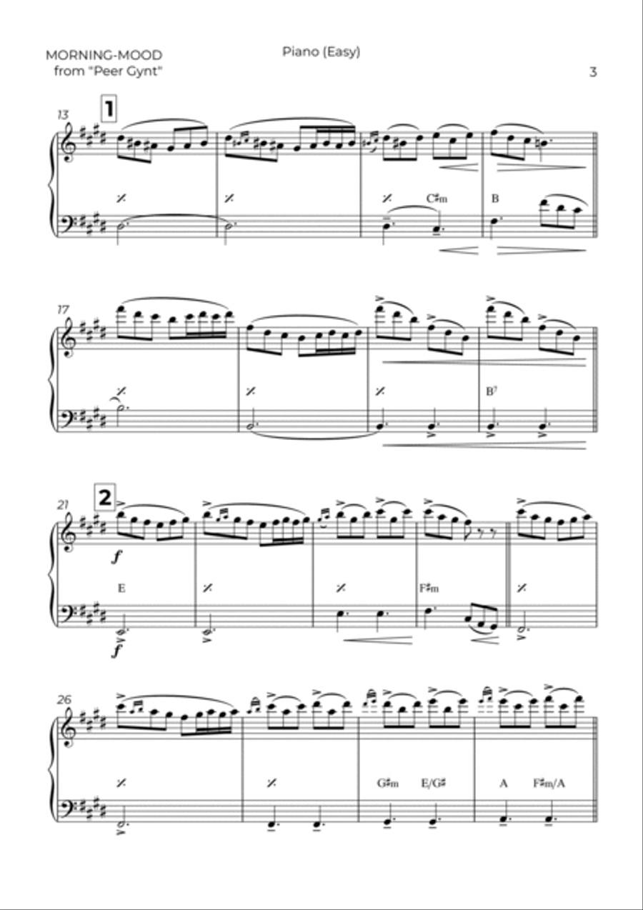 MORNING-MOOD - EDVARD GRIEG - PIANO (EASY) Easy Piano scores gallery preview page 3