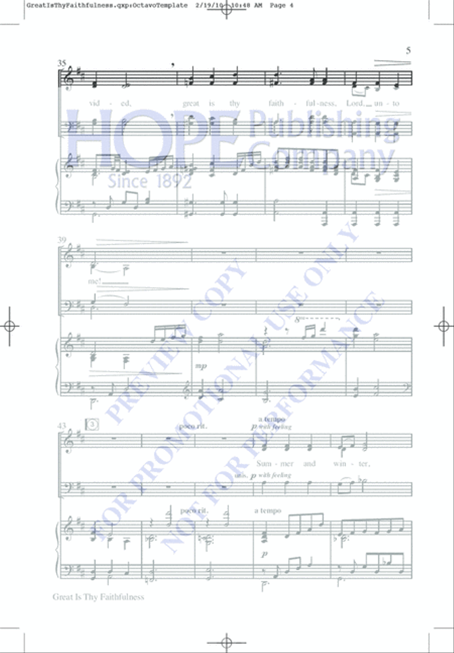 Great Is Thy Faithfulness 4-Part scores gallery preview page 5