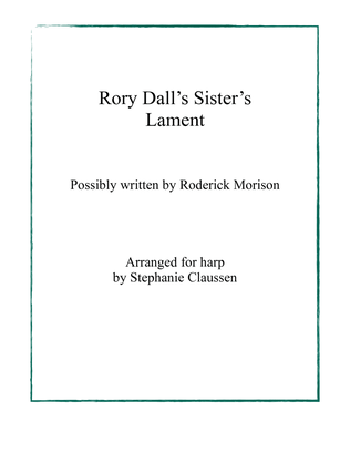 Book cover for Rory Dall's Sister's Lament (Cuhm Peathar Ruari) for Intermediate Harp