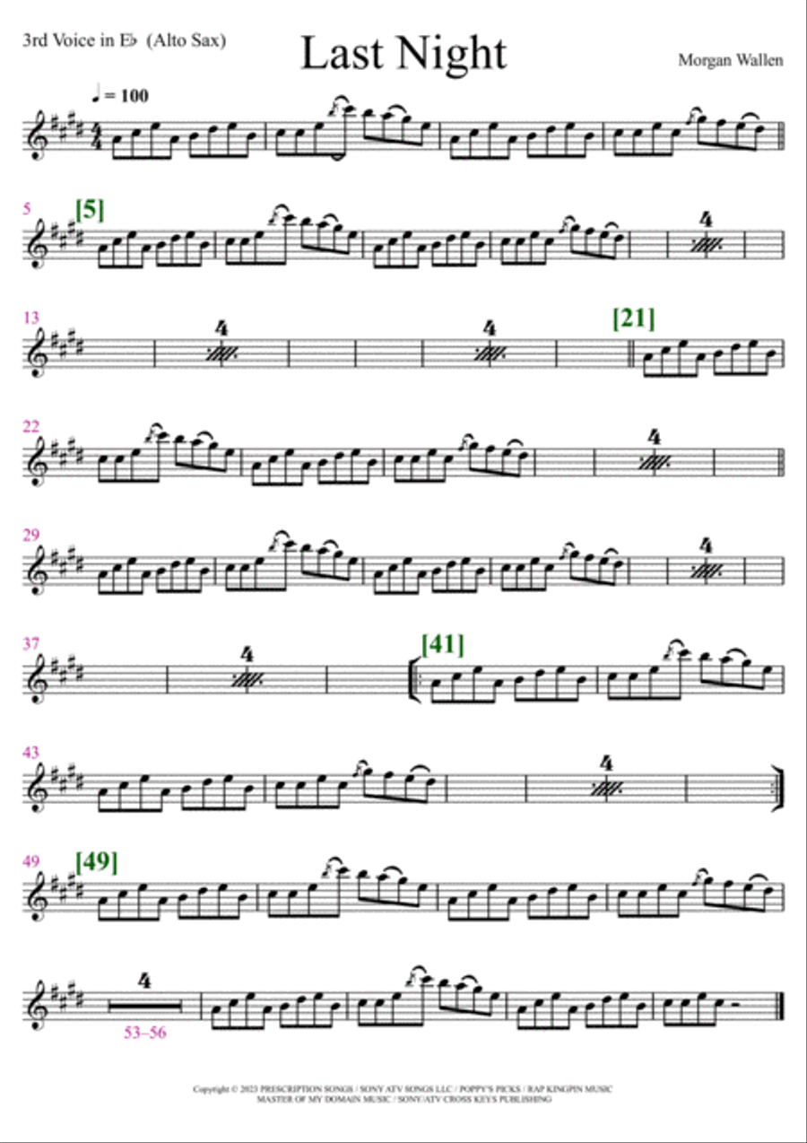 Last Night Alto Saxophone scores gallery preview page 6