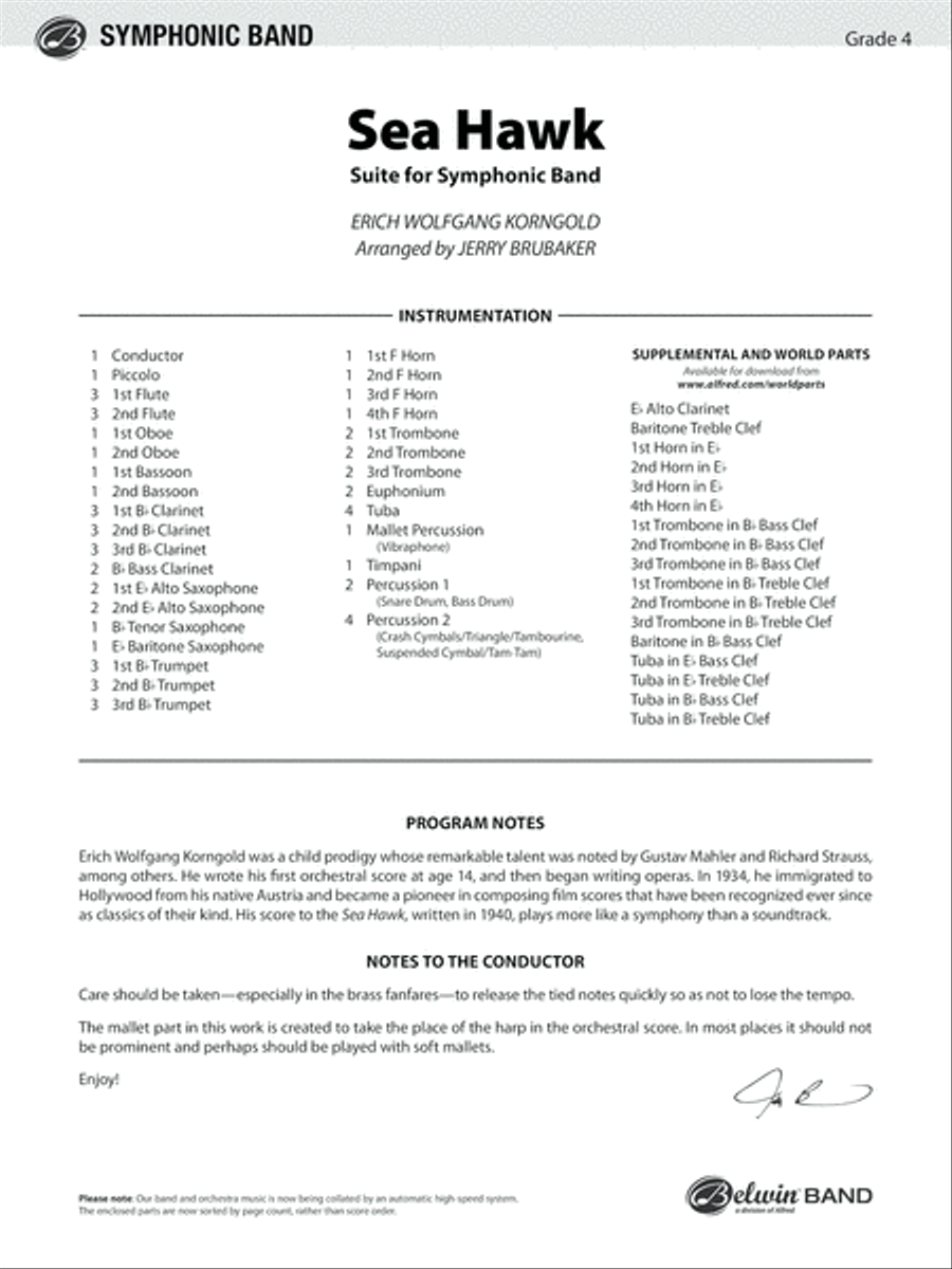 Sea Hawk: Score Sea Hawk: Score Concert Band scores gallery preview page 1
