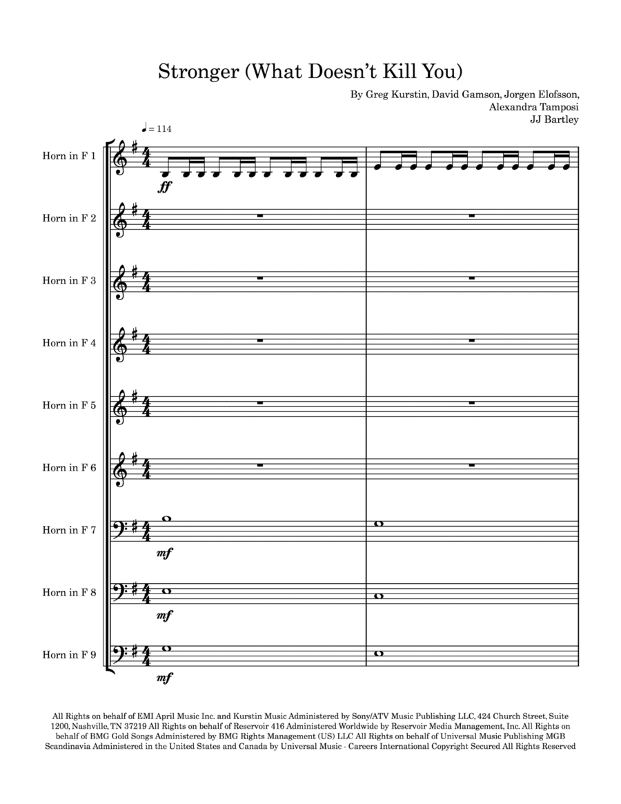 Stronger (what Doesn't Kill You) Brass Ensemble scores gallery preview page 1