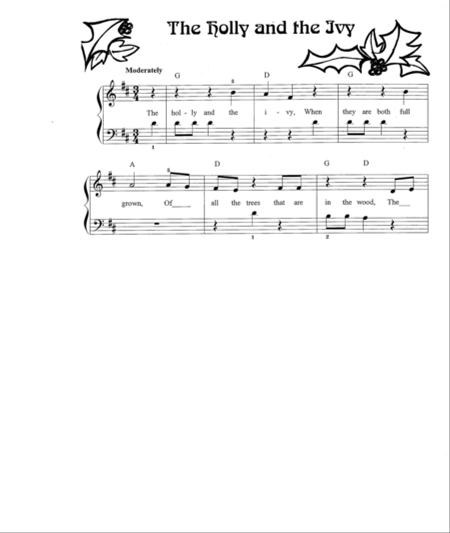 The Holly and the Ivy Easy Piano scores gallery preview page 1