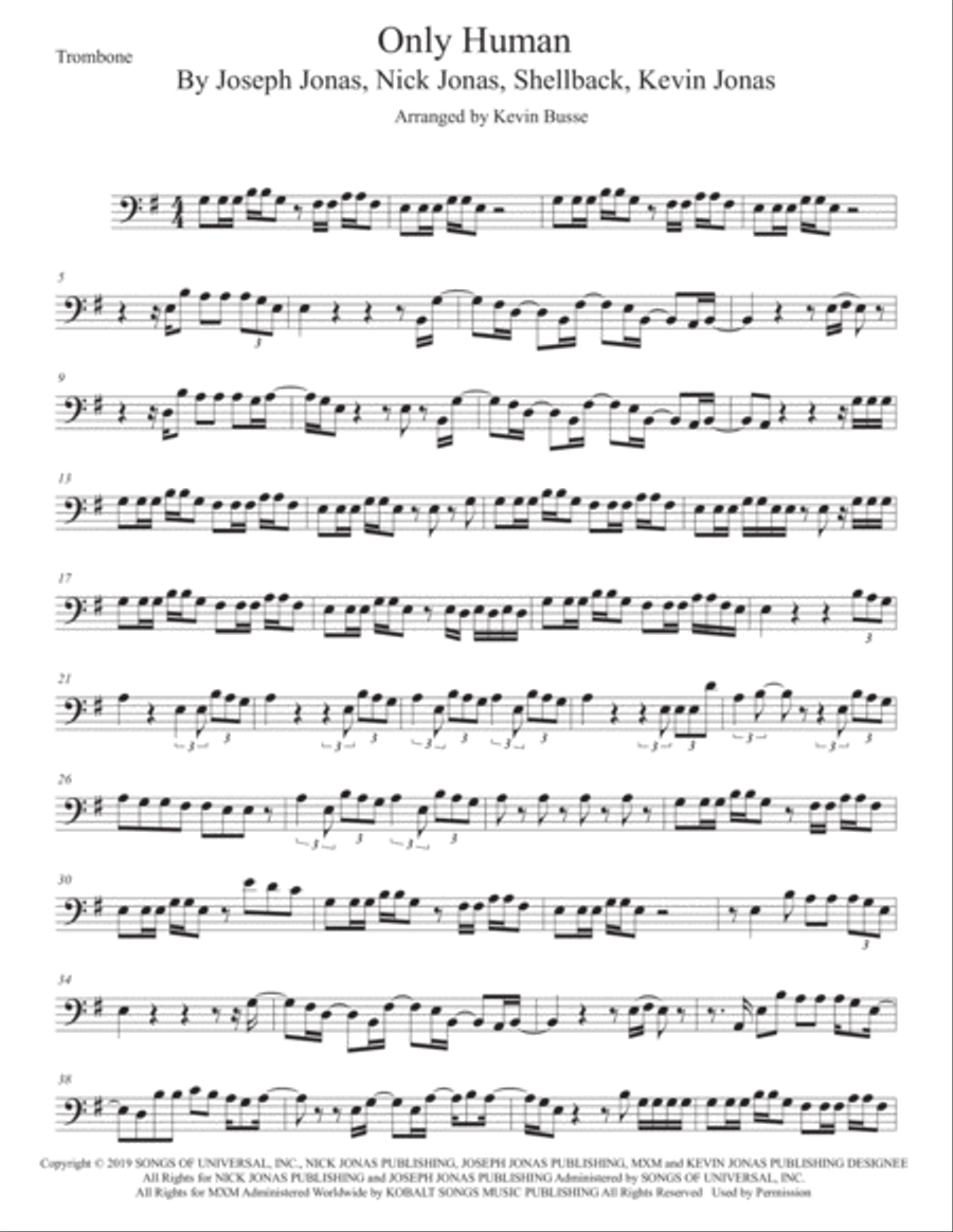 Only Human Trombone Solo scores gallery preview page 1