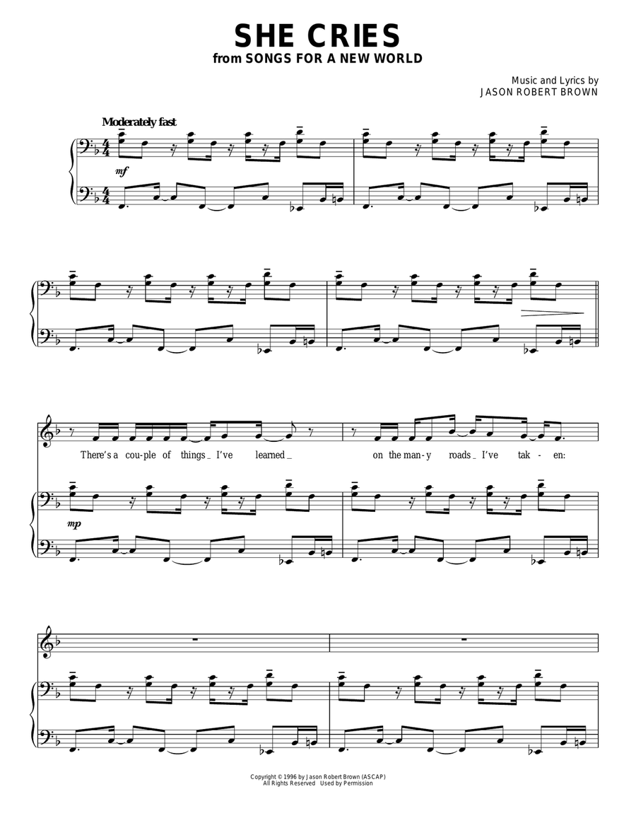 She Cries (from Songs for a New World) Piano, Vocal scores gallery preview page 1