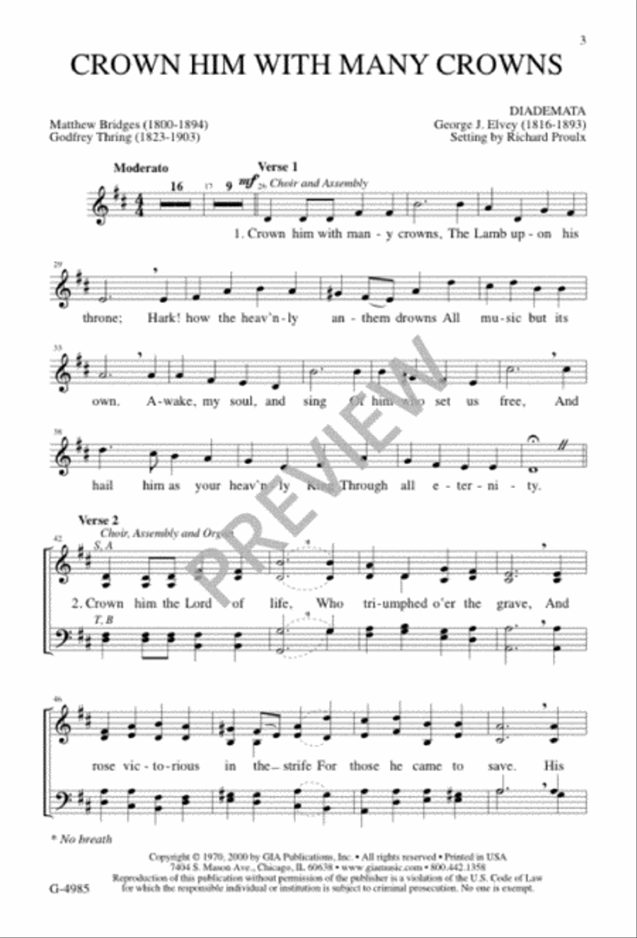 Crown Him with Many Crowns 4-Part scores gallery preview page 3