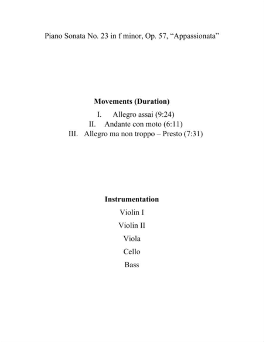 Appassionata Sonata String Orchestra scores gallery preview page 2