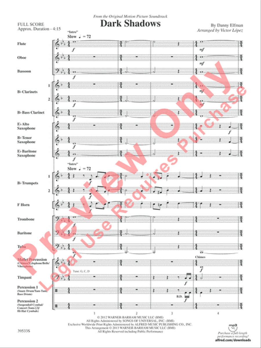 Dark Shadows (from the Original Motion Picture Soundtrack) Concert Band scores gallery preview page 4