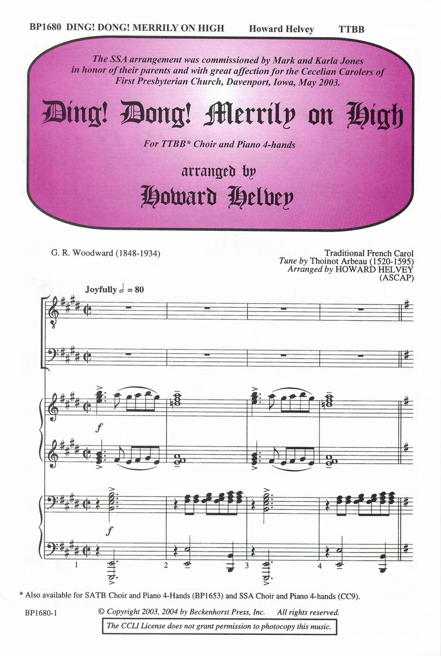 Ding! Dong! Merrily on High - TTBB TTBB scores gallery preview page 1