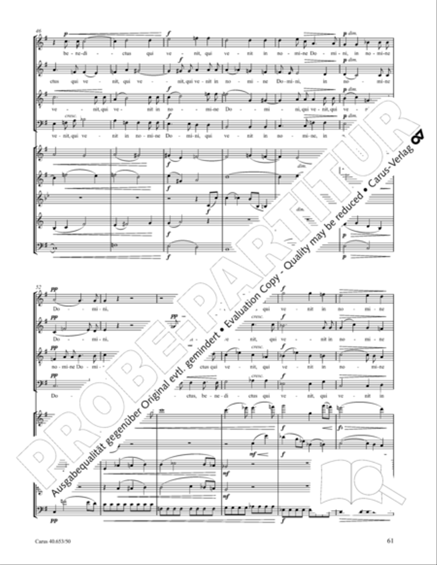 Mass in D Major (Missa in D) 4-Part scores gallery preview page 62