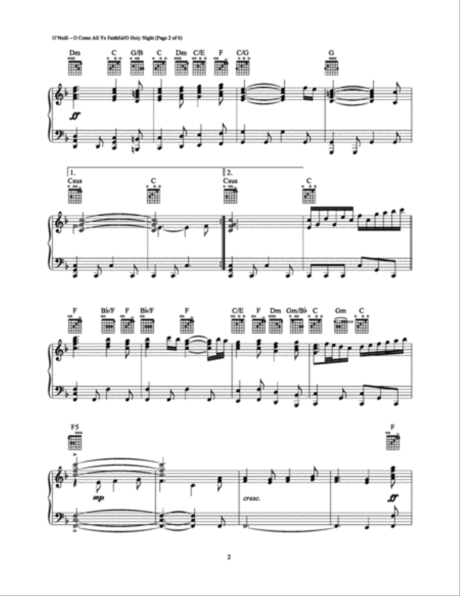 O Come, All Ye Faithful/O Holy Night Piano Solo scores gallery preview page 2