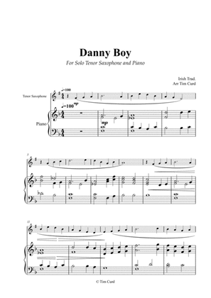 Book cover for Danny Boy for Solo Tenor Saxophone and Piano