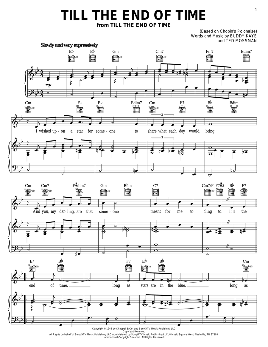 Till The End Of Time Till The End Of Time Piano, Vocal, Guitar scores gallery preview page 1