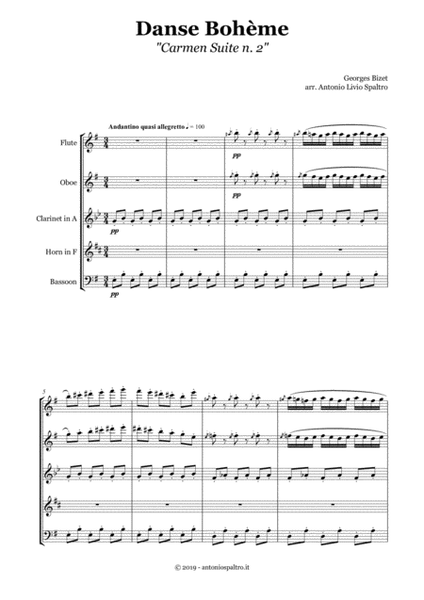 Danse Bohème (from Carmen) for Woodwind Quintet image number null