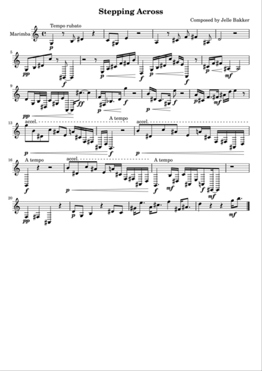 Stepping Across Marimba scores gallery preview page 1