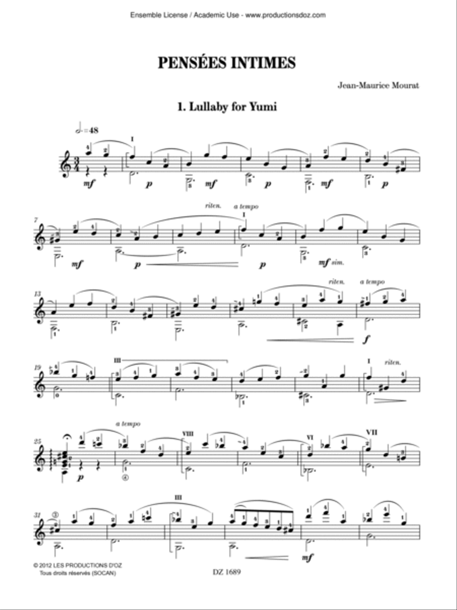 Pensées intimes Classical Guitar scores gallery preview page 2