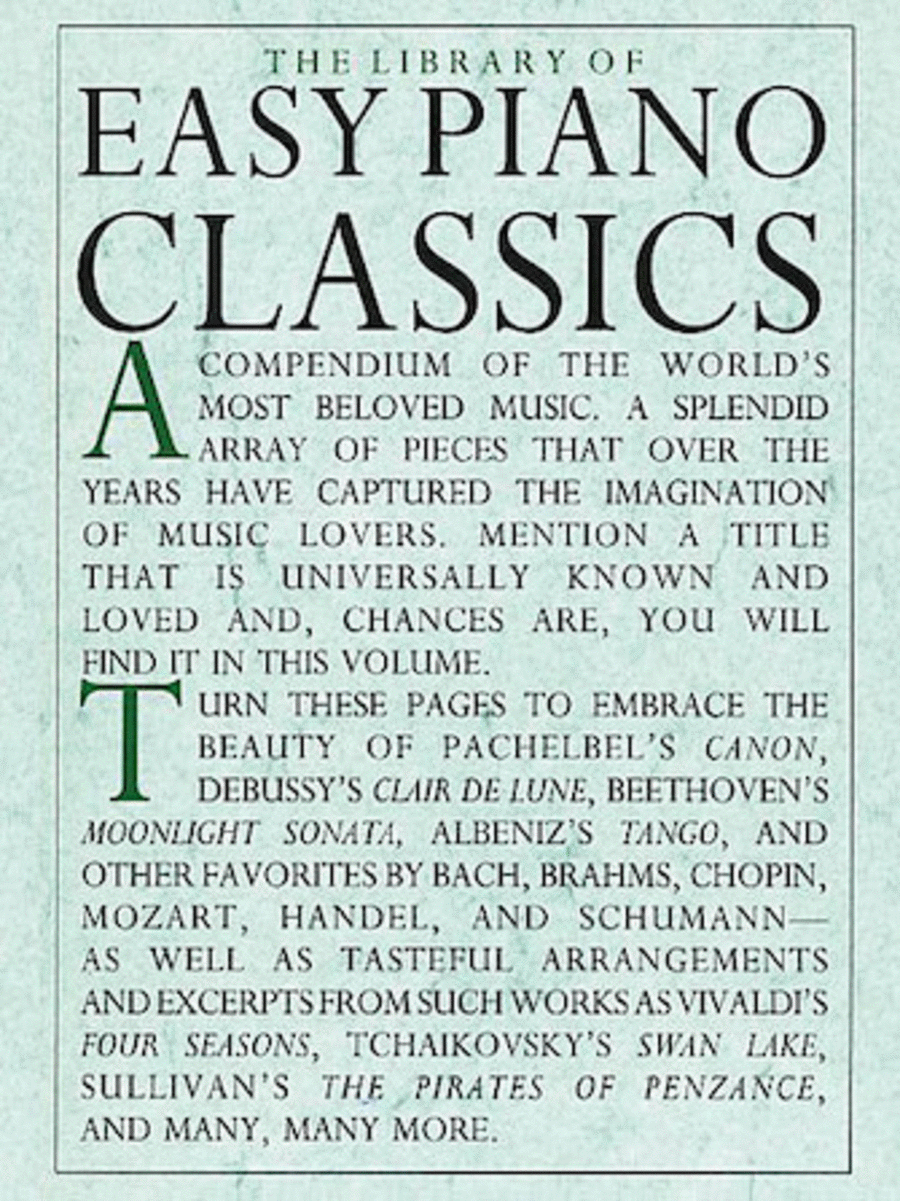 Library of Easy Piano Classics Easy Piano scores gallery preview page 1
