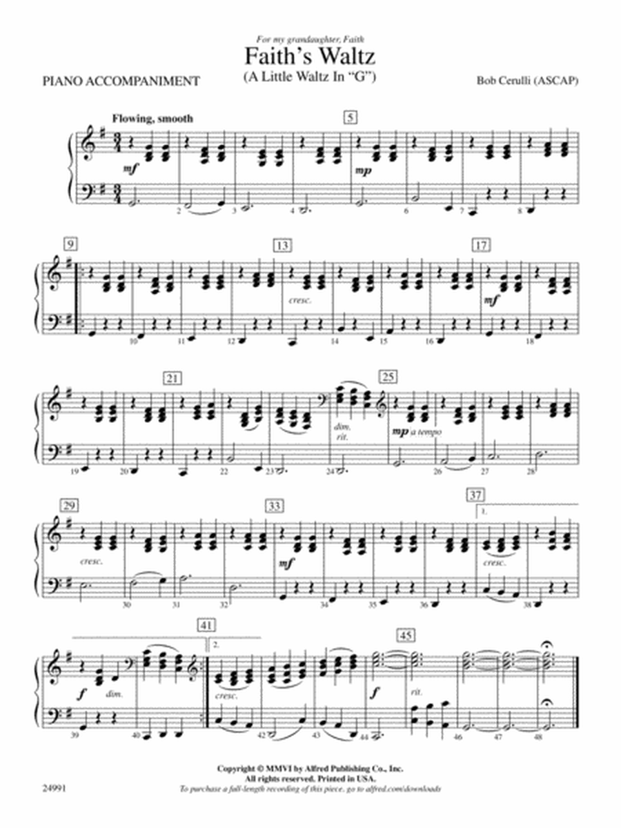 Faith's Waltz: Piano Accompaniment