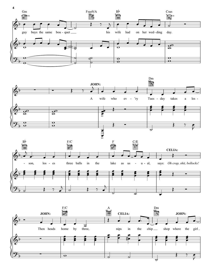 Yorkshire (from Calendar Girls the Musical) Piano, Vocal, Guitar scores gallery preview page 4