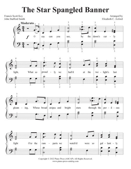 The Star Spangled Banner by John Stafford Smith Piano Method - Digital Sheet Music