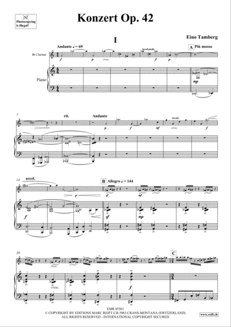 Konzert Op. 42 Clarinet Solo scores gallery preview page 4