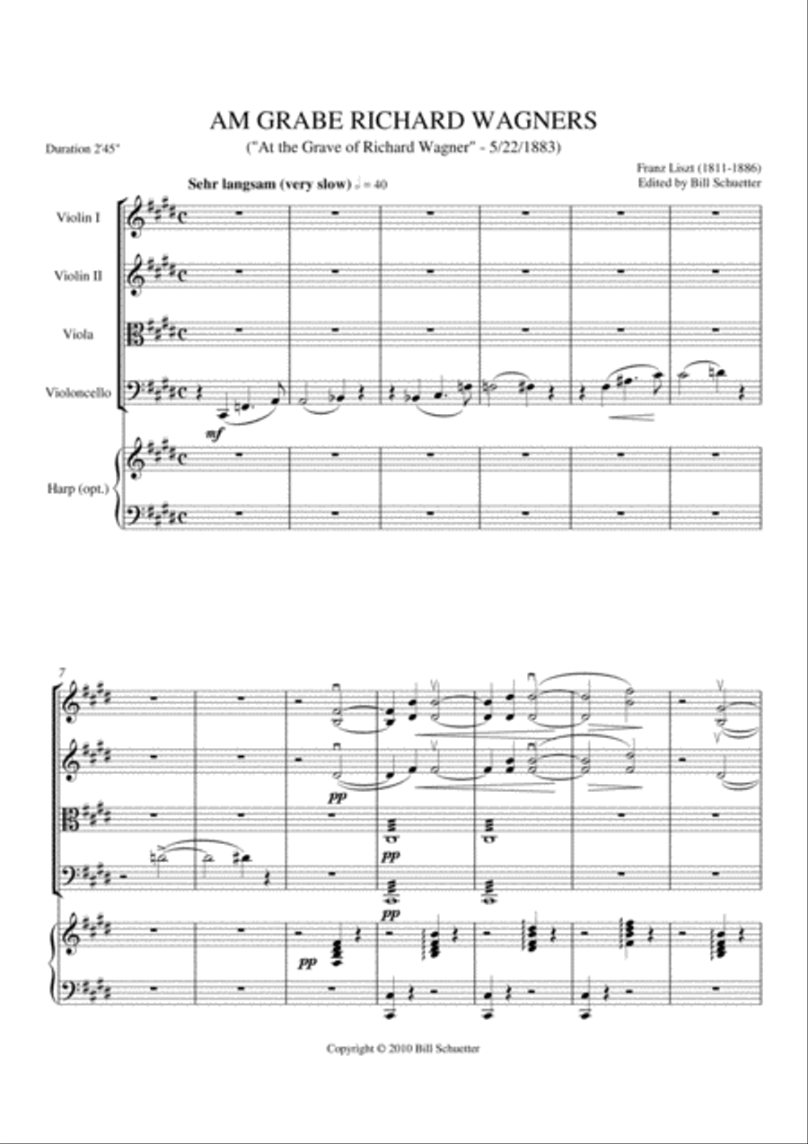 At the Grave of Richard Wagner String Orchestra scores gallery preview page 1