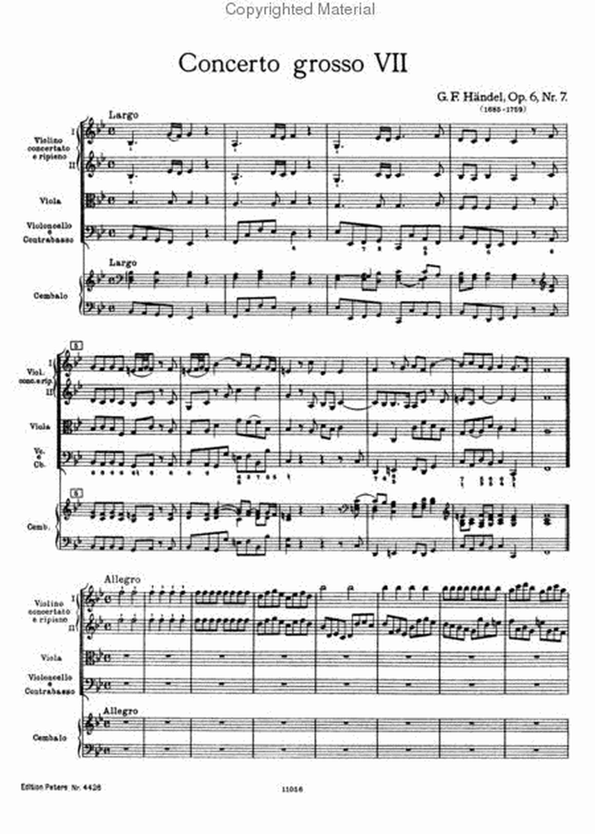 Concerto Grosso Op. 6 No. 7 in B Flat