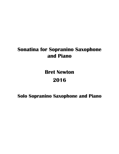 Sonatina for Sopranino Saxophone and Piano