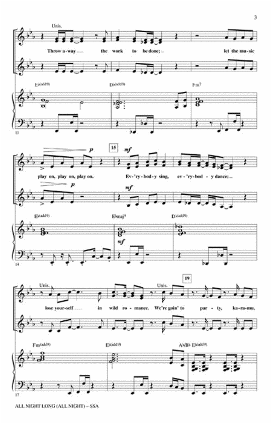 All Night Long (All Night) SSA scores gallery preview page 3