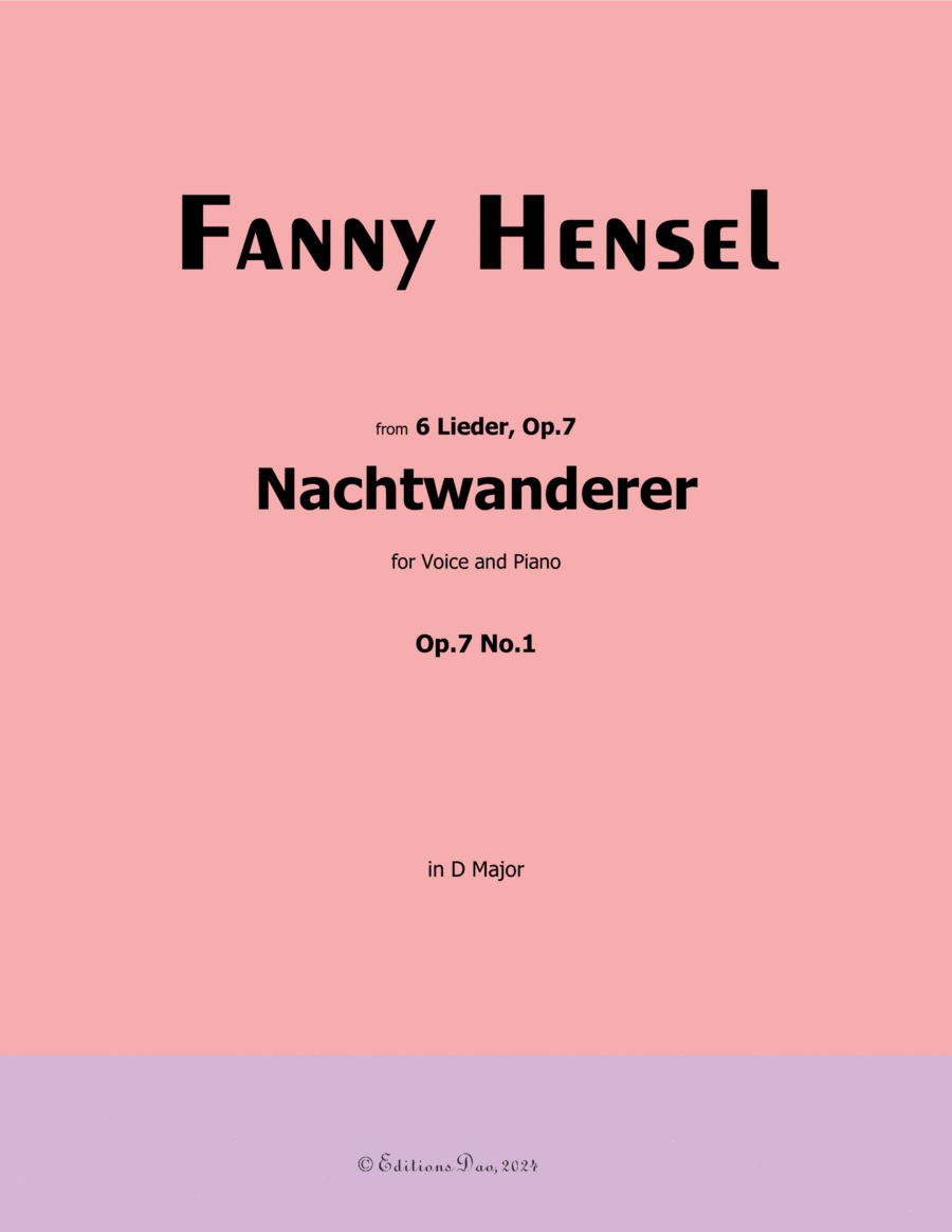Nachtwanderer, by Fanny Hensel, in D Major Voice scores gallery preview page 1