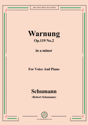Book cover for Schumann-Warnung,Op.119 No.2,in a minor,for Voice&Piano