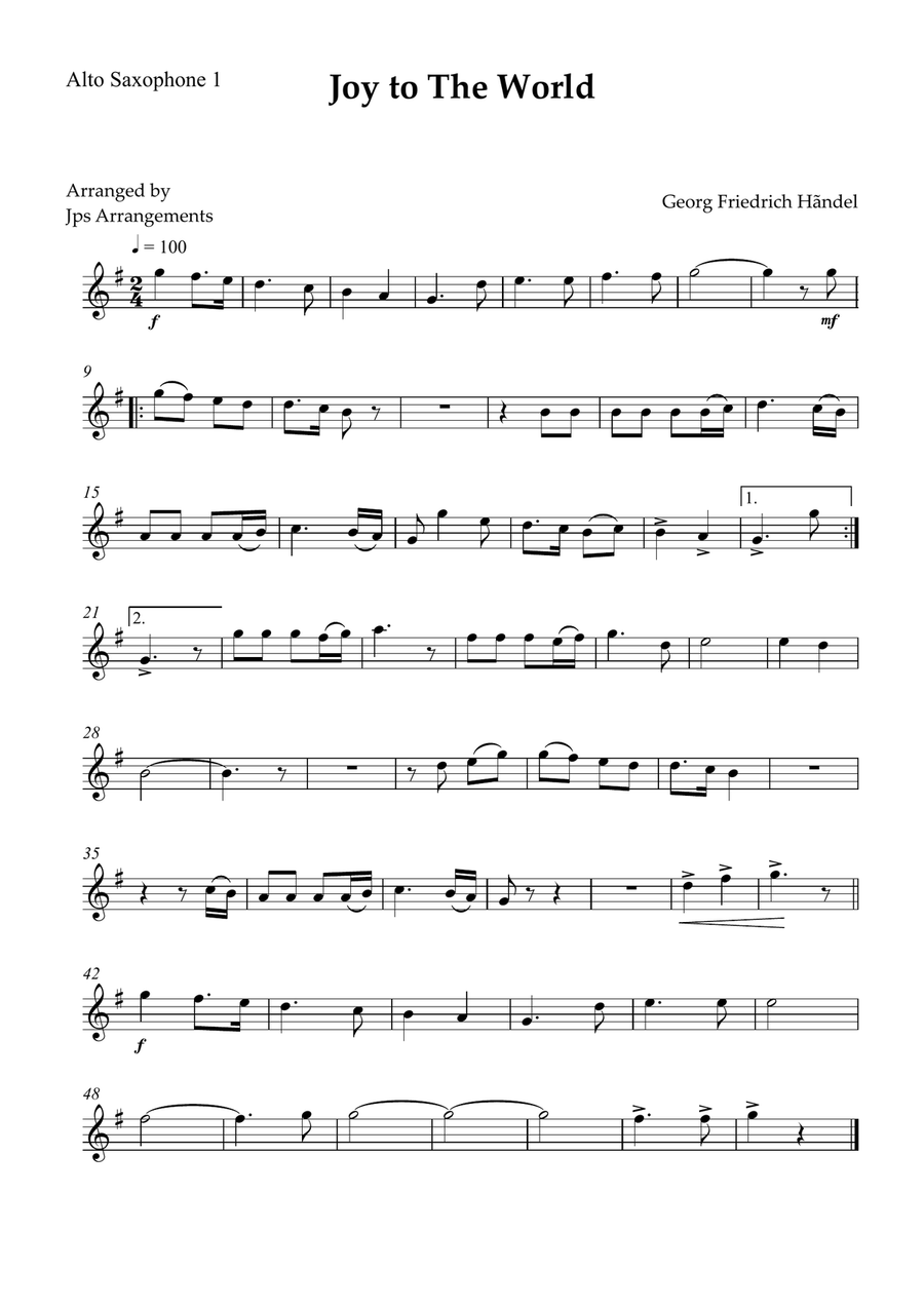 Joy To The World Sax quintet intermediate Saxophone Quintet scores gallery preview page 5
