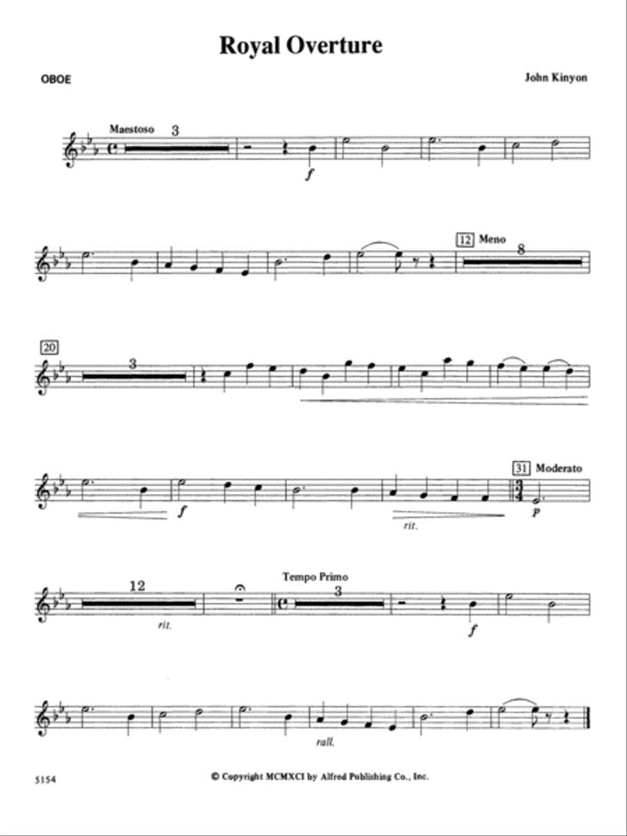 Royal Overture: Oboe Royal Overture: Oboe Concert Band scores gallery preview page 1