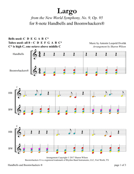 Largo for 8-note Bells and Boomwhackers® (with Color Coded Notes) image number null