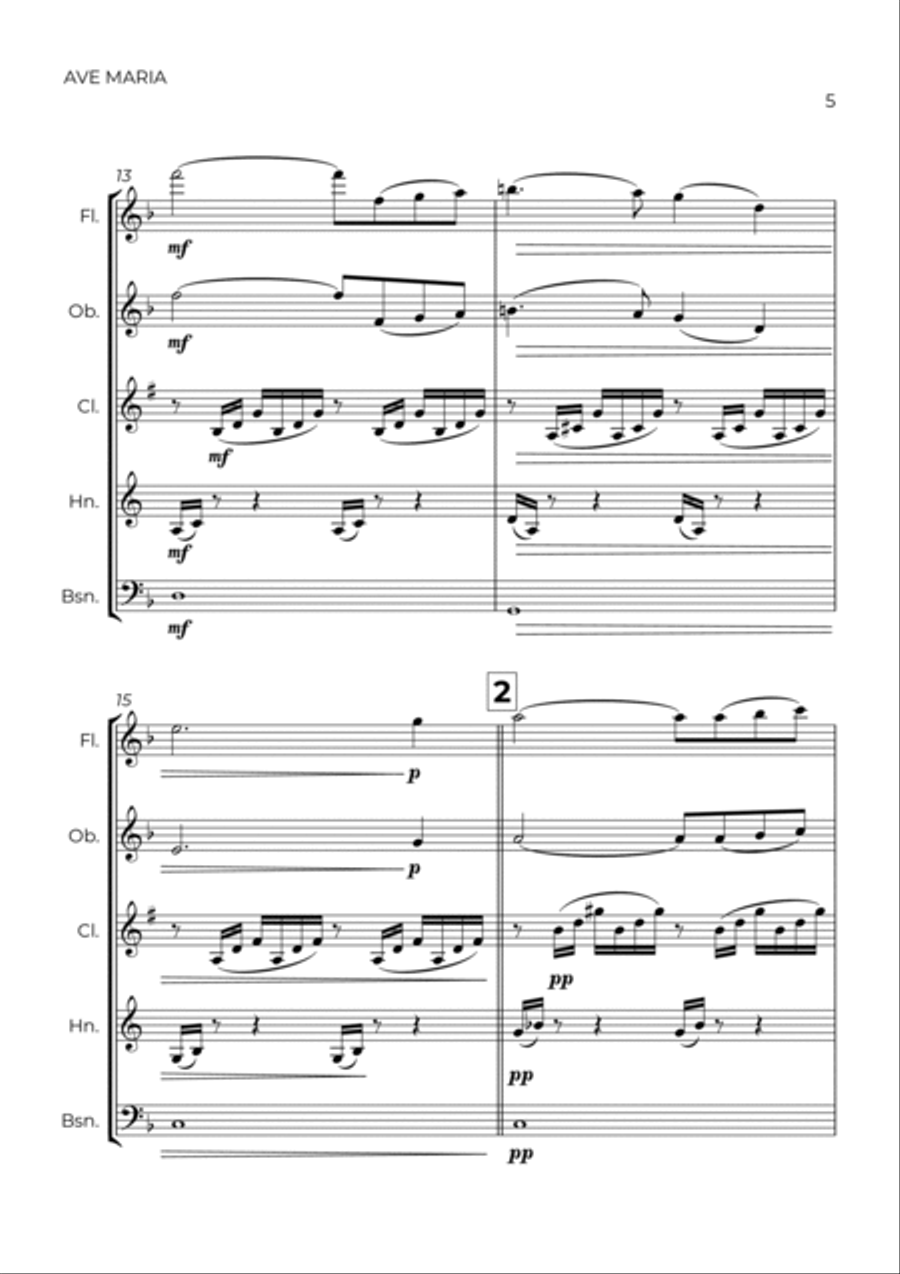 Ave Maria - Wind Quintet Woodwind Quintet scores gallery preview page 5