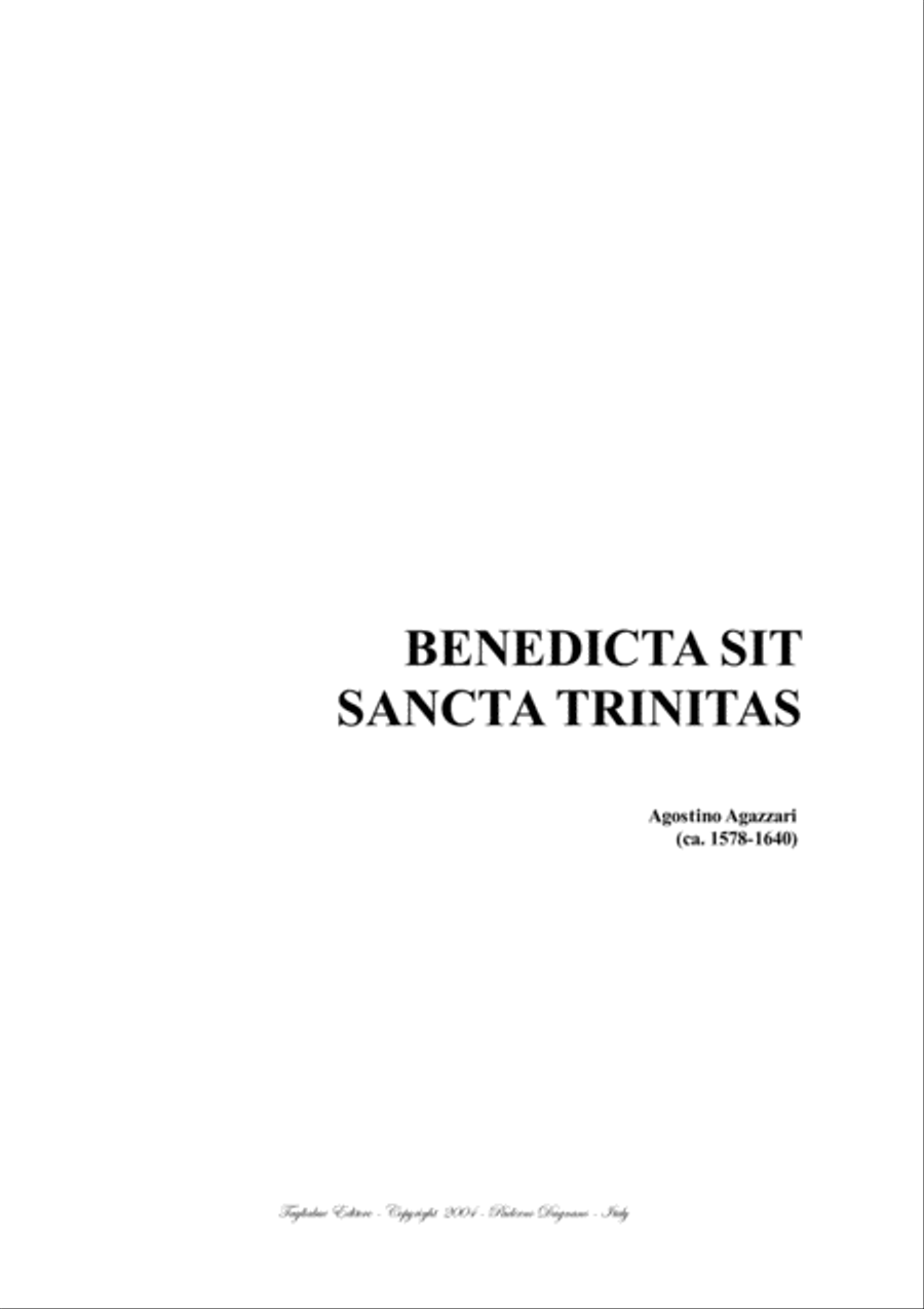 BENEDICTA SIT SANCTA TRINITAS - A. Agazzari - For SATB Choir 4-Part scores gallery preview page 1